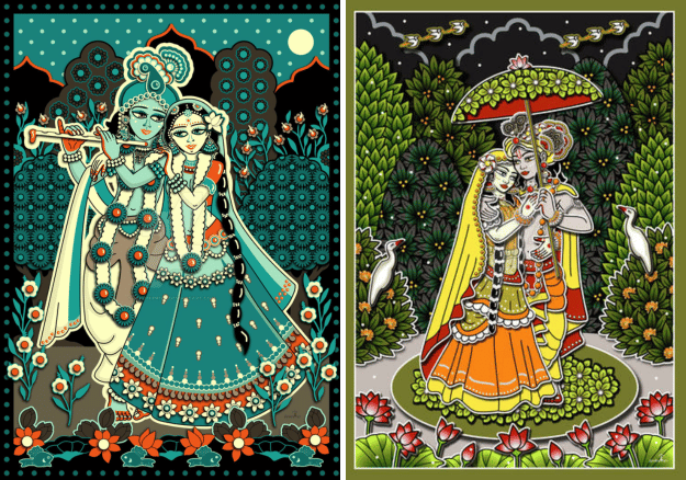 Radha Krishna Madhubani Painting